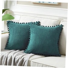 2 Packs Decorative Throw Pillow Covers 18x18 Inch 18" x 18" Pack of 2 Teal
