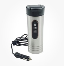 RoadPro RP0719 12-Volt 15oz. Premium Heated Travel Mug, Silver, Black