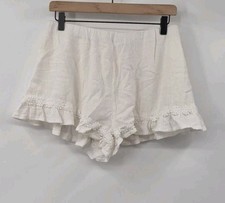 Princess Polly Midnight Sugar White Eyelet Frill Ruffle Micro Shorts Size 10
