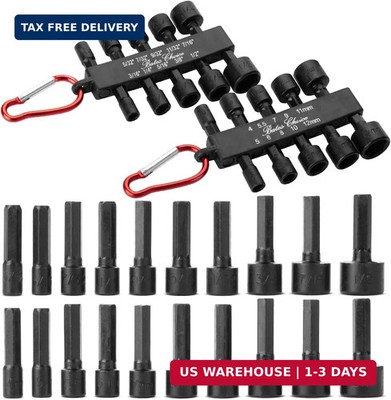 Bates Choice Power Nut Driver Set, 20 pcs, Metric & SAE, 1/4'' Hex Shank, Impact