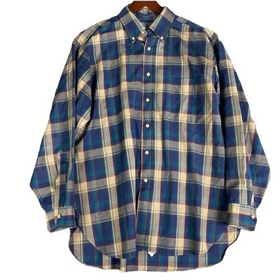 Vintage SIR PENDLETON Mens Tartan SHADOW PLAID Wool Shirt L Green Blue USA 70's