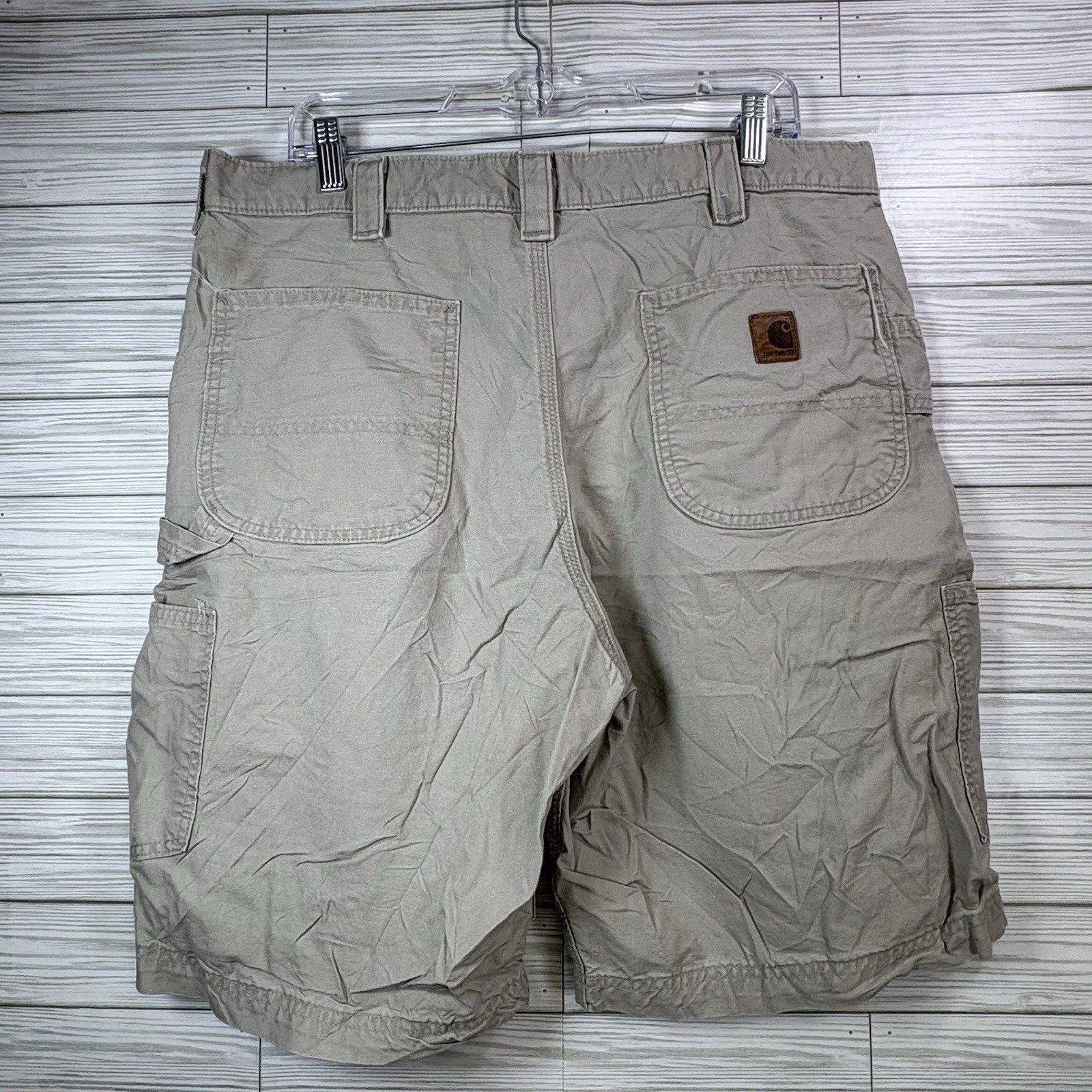 Carhartt Carpenter Men's Cargo Shorts Khaki Duck Canvas Work Classic Sz 36 thumbnail 2