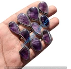 Purple Amethyst Gemstone Rings 925 Sterling Silver Plated Rings Lot Jewelry