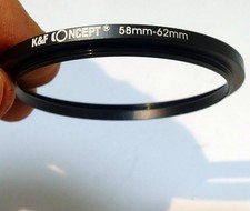 58mm - 62mm Metal Step Up Adapter Ring Lens to 62mm Filter Threads