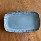 Vtg Frankoma Pottery Serving Dish 9.25" x 5.75" Woodland Moss Mayan Aztec  7PS