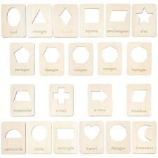 1set 21pcs Wooden Basic set of Shape Stencils for Early Education