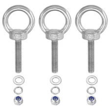 3Pcs M6 x 30mm 304 Stainless Steel Lifting Shoulder Eye Bolt with Nuts Washers