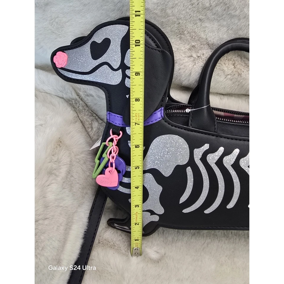 Betsey Johnson Skeleton Dachshund Dog Crossbody Handbag Purse Bone to be Wild - Image 4 of 4
