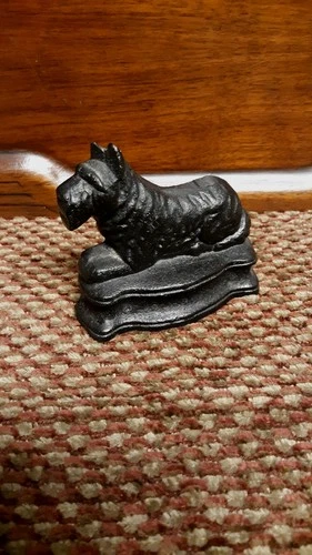 Vintage Black Cast Iron Scottie Scottish Terrier Dog Door Wedge Stop 