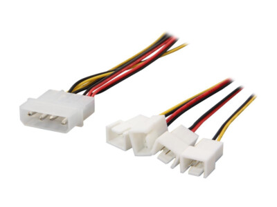 Evercool EC-DF003 4-Pin Molex to 4 x 3-Pin Computer Fan Power Y-Splitter Cable
