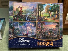 New 2 lb. Thomas Kinkade 4-In-1 Disney 500 Piece Jigsaw Puzzles Mickey Mouse Lot