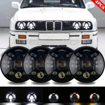 4x 5-3/4 5.75'' LED Headlights Left-Right Turn Signal For BMW 325i 528i 535i E30