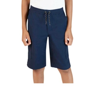 Weatherproof Vintage Youth Comfort Stretch Cargo Shorts Pockets Pull on  W/Tie