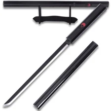 16.5" TANTO Black Sasuke Kusanagi Grass Cutter Steel Non-Sharp Ninja Katana
