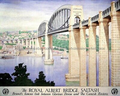 Painting Royal Albert Bridge Saltash British Railways Art Canvas Print