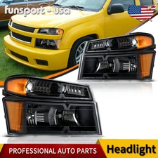 Black Headlights + Bumper Lamps For 2004-2012 Chevy Colorado GMC Canyon Headlamp