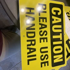 Caution Sign - Please Use Handrail - 10" x 14" OSHA Safety Sign