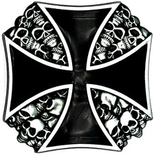 Skulls  Maltese Cross Belt Buckle Biker Gothic New