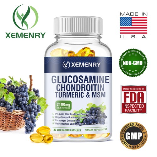 Glucosamine Chondroitin Turmeric & MSM - Bone & Joint Health, Anti-inflammatory - Picture 1 of 11