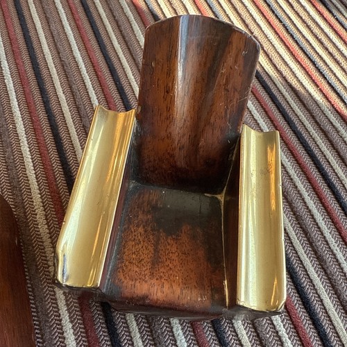 Art Deco Pipe Rest Armchairs Oak And Brass Trim Smoking Paraphernalia - Picture 3 of 11