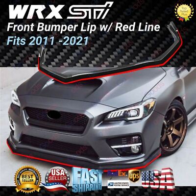 CS-Style Front Bumper Splitter Lip For 2015-2021 Subaru WRX STI – Painted Black, 3-Piece Spoiler Kit 2 thumbnail image