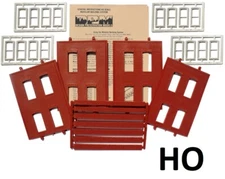 HO - 4 Two Story Walls, 4 Rectangular Windows:"Modular System" DPM-30138