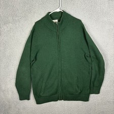 L.L. Bean Sweater Men's XL-Tall Green Waffle Knit Grampa Oversized Pockets