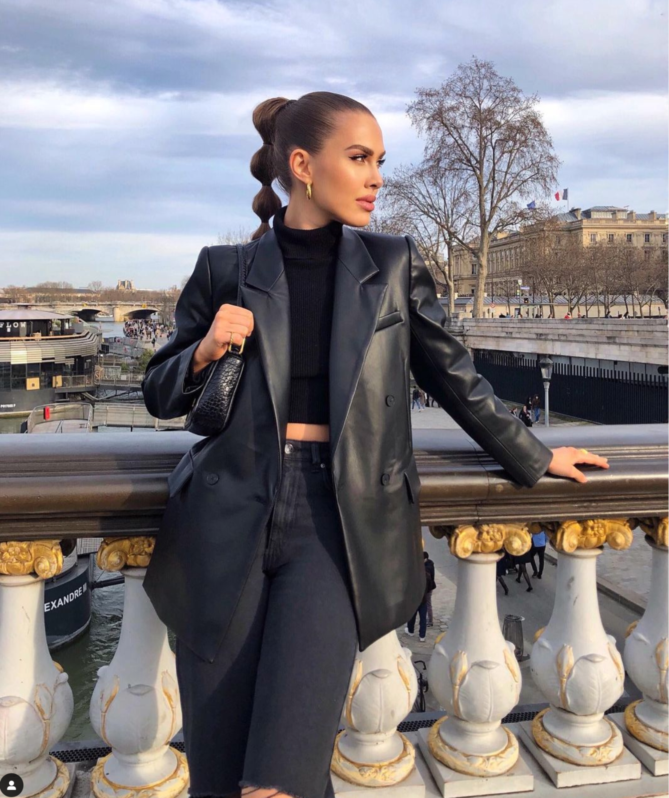 ZARA TAILORED FAUX LEATHER BLAZER JACKET BLACK SIZE XS REF.4432 746