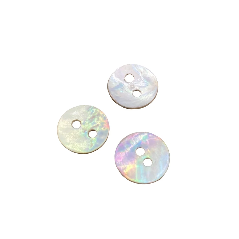 10mm Natural Mother of Pearl Shell Round Buttons 2 Hole Baby Doll Knitting - Image 4 of 4
