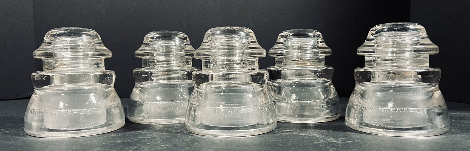 VTG Hemingray CLEAR Glass Insulators 1940’s Lot of 5 | eBay