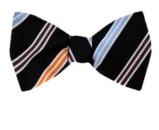 Men's 100 Silk Designer Stripe Self Tie Woven Bowtie- NWT