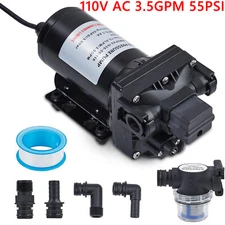 Water Diaphragm Water Pump Self Priming RV Pressure Booster 3.5GPM 55 PSI 110V