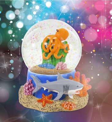 CoTa Global Shark Snow Globe With Pink Glitter - 65mm Ocean-Themed Decor, Collectible Gift For Kids & Adults