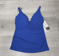 Profile by Gottex Essential Tankini Top V-Neck Swimwear Sapphire Size 40D 4066