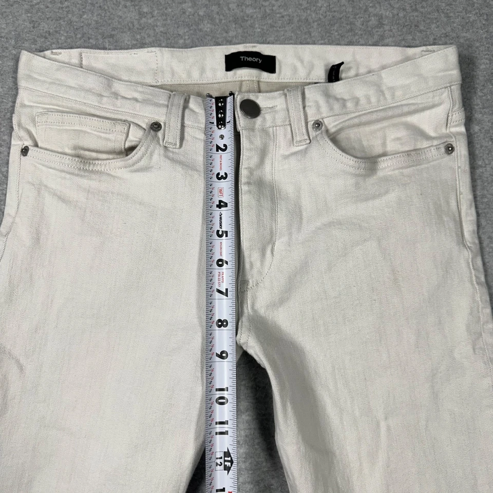 Theory Brewster Plaster Denim Jeans Women's Size 32 (31Wx27) High-Rise White - Image 3 of 4