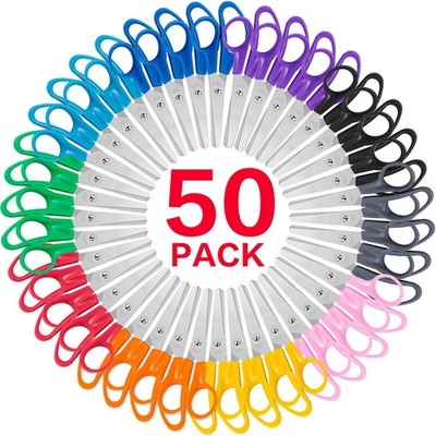 Toidgy 50 Packs Kids Scissors, 5 Inch Scissors Bulk for School, Blunt Tip Scisso