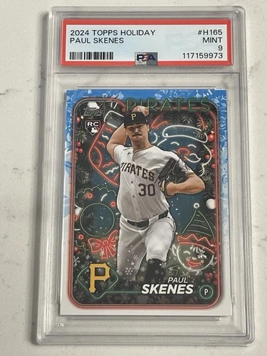 PAUL SKENES 2024 TOPPS HOLIDAY #H165 ROOKIE RC GRADED CARD PSA 9 PIT PIRATES