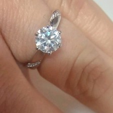 Vintage 925 SS Cz Engagement Ring Micropave Cz Decor On Band 6 Prong Sz 5 GUC