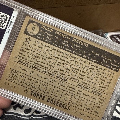 1952 Topps Phil Rizzuto #11 Black Back PSA 4 New York Yankees MVP HOF Scooter - Bild 16 von 24