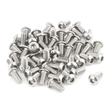 M6x12mm Stainless Steel Button Head Hex Socket Cap Screws Silver Tone 50Pcs