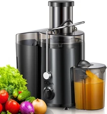 QCen Juicer Machine, 500W Centrifugal Juicer Extractor with Wide Mouth 3” Feed