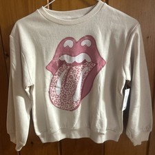NWT The Rolling Stones Sweatshirt Kids M 7-8 Beige Long Sleeve Pullover
