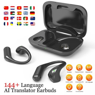 AI Translator Earbuds 144+ Languages 3 Modes 5.4 Translator Earhook Travel/Work