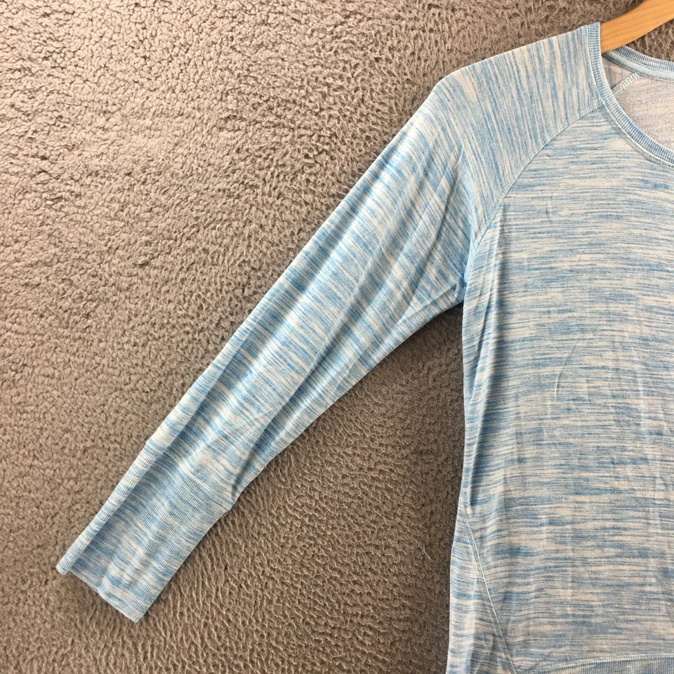 Camisa Champion Manga Larga Mujer L Azul Cuello Redondo Pullover Informal Ligera Foto 4 de 4