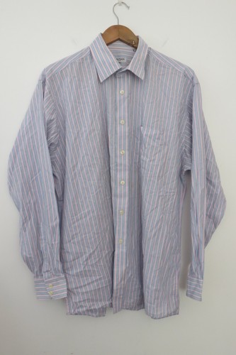 Balmain, Vintage Balmain Hemd gestreift UK 17 blau rosa Paris Retro