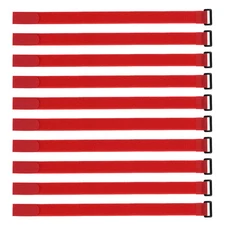 10pcs Hook and Loop Straps, 1-inch x 18-inch Securing Straps Cable Tie (Red)