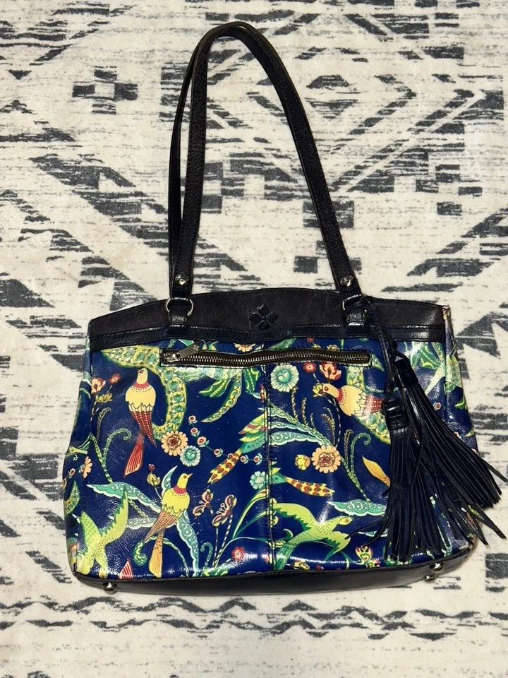 Bolso de mano Patricia Nash de cuero amapola en Birds of Paradise Patriot azul Foto 4 de 4