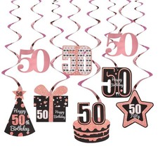 Excelloon Rose Gold 50th Birthday Decorations for Women - 8Pcs Foil 50th Hang...