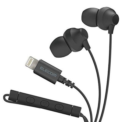 ELECOM Lightning Earphone Headset with Mic Black, 10.0mm Earbuds New Japan FS