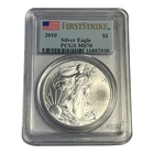 2010 US Silver Eagle $1 PCGS MS70 First Strike Flag Label 5B